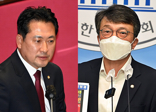 국민의힘 원내대변인을 맡고 있는 장동혁(왼쪽부터) 의원, 더불어민주당 중앙당 대변인을 역임 중인 김의겸 의원.<장동혁 국회의원·김의겸 국회의원 페이스북 사진 갈무리>
